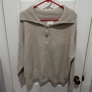Aerie Cream Quarter-Zip Sweater